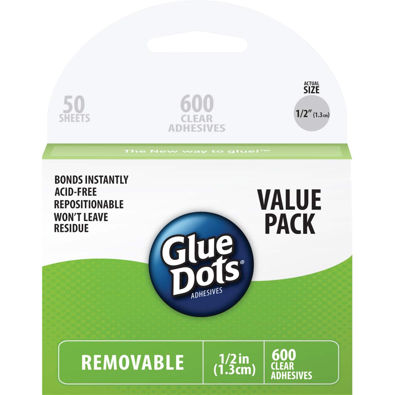 Glue Dots .5&#x22; Dot Sheets Value Pack-Removeable, 600 Clear Dots